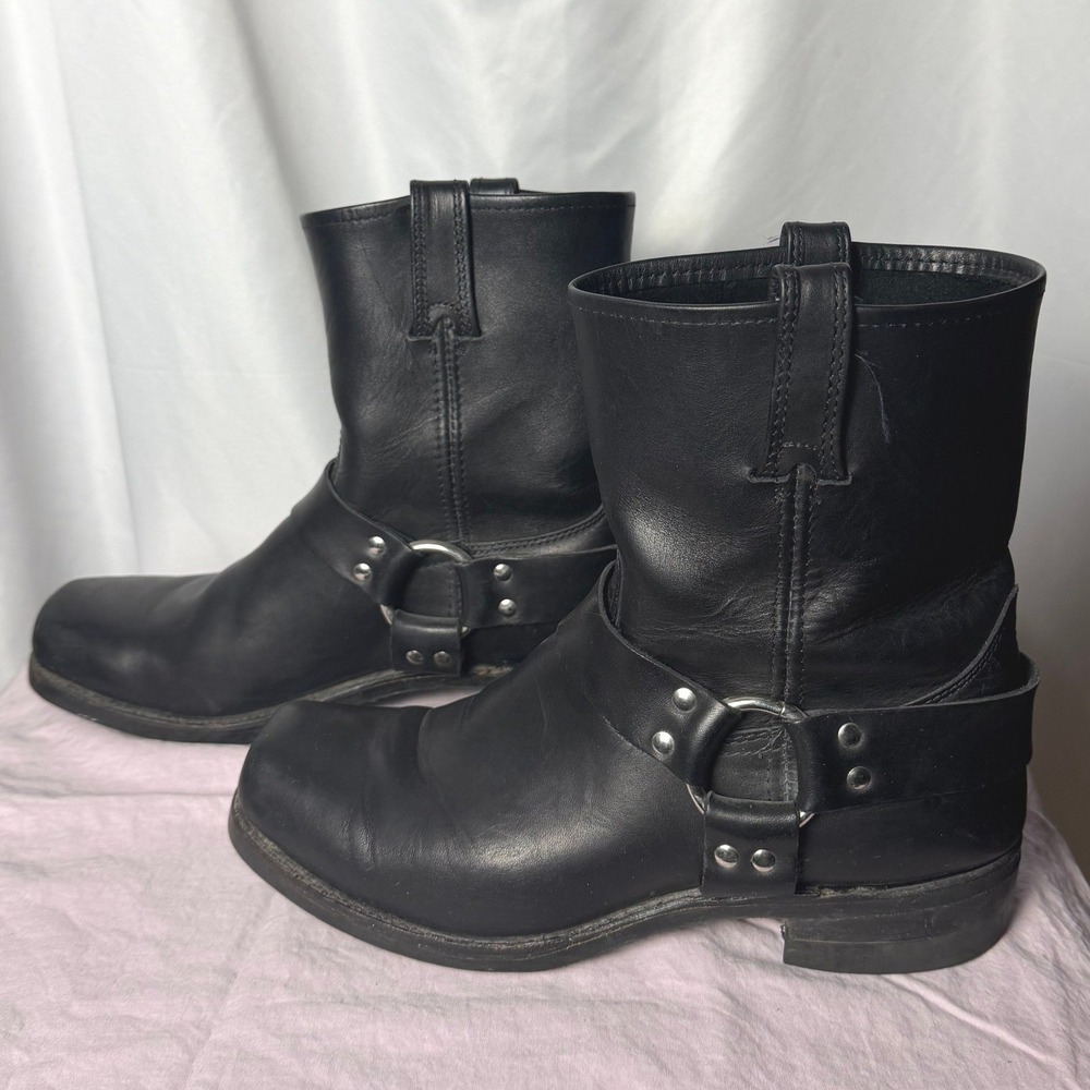 VTG Frye Harness 8R Men's 11M Black Leather Engineer Boots Made in USA Moto Work
